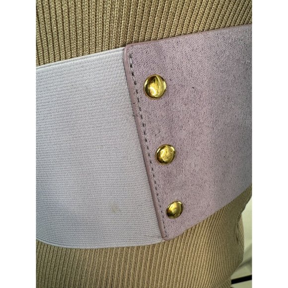 Hot on Hollywood Leather Laced Belt with Elastic Inserts  L Purple - Picture 15 of 16